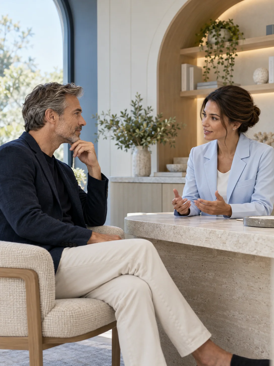 Private health consultation in a calm clinical setting