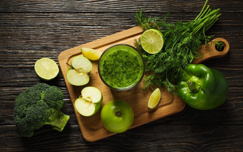 Green detox smoothie, concept of healthy nutrition and healthy lifestyle